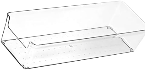 Acouto Drawer Storage Trays Transparent Plastic Drawer Storage Divid Box for Kitchen Large Rectangle Clear Box – PET Material, Stackable, Dividers, Fits Standard Drawers (14.5 X .5 X (Large