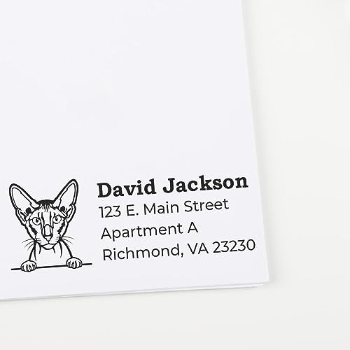 Personalized Peterbald Cat Return Address Stamp - Custom Made to Order Address Stamps for Equipment - Ideal for Pet Owners and Cat Lovers - 7/8 x 2-1/4 Size