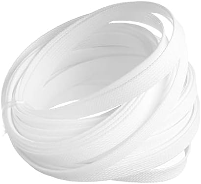 Jutagoss PET Expandable Braided Cable Sleeve, 32.8ft - 1/2 inch White Cable Management Sleeve, Wire Loom Tube Cord Protector for USB Cable, Power Cord, Audio Video and More, 1Pc