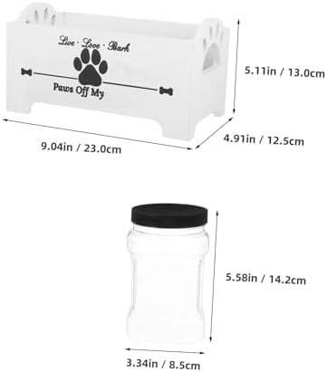 BESPORTBLE 1 Set Dog Food Storage Box Dog Treats Food Jar Container Treat Container for Countertop Crate Storage Organizer Treat Container Holder Tabletop Bin Wooden White