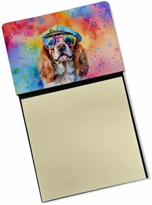 Caroline's Treasures Cavalier Spaniel Hippie Dawg Sticky Note Holder Refillable Dispenser Self-Sticky Note Pads, Memo Pads Blank Desk Accessories