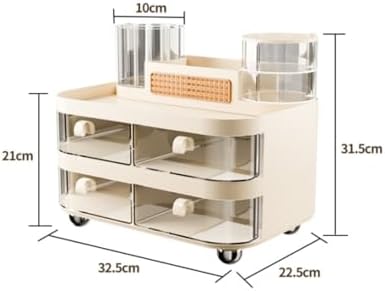 Cosmetic Organizer Makeup Storage Box With Drawers Desktop Vanity Organizer Beauty Holder Rotating PET Material dust‑resistant and space‑saving