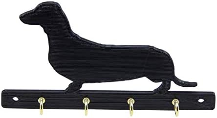 Dachshund Weiner Dog Key Rack Leash Holder Hanger Organizer for Wall - Four Hooks to Hang Dog Leashes - Dachshund Home Decor