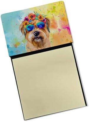 Caroline's Treasures Cairn Terrier Hippie Dawg Sticky Note Holder Refillable Dispenser Self-Sticky Note Pads, Memo Pads Blank Desk Accessories