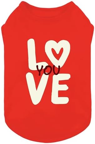 Fitwarm Love You Dog Shirt, Funny Valentines Outfit for Small Dogs Boy Girl, Festive Pet Clothes, Red, White, Medium
