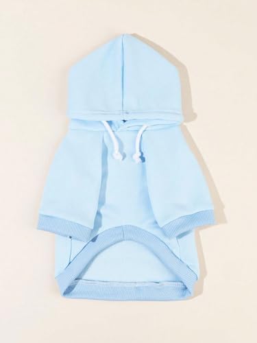QWINEE Basic Dog Hoodie Sweatshirt Puppy Sweater Warm Cat Costumes Pet Clothes for Chihuahua Puppy Kitten Small Medium Dogs Light Blue X-Small
