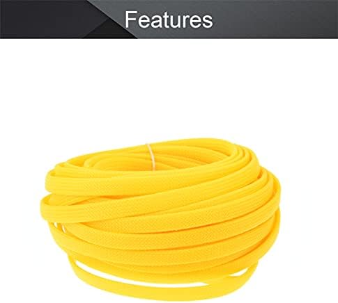 Othmro 10m/32.8ft PET Expandable Braid Arrange & Organize Cable Sleeving Flexible Wire Mesh Sleeve Yellow,Prevent Pets from Chewing