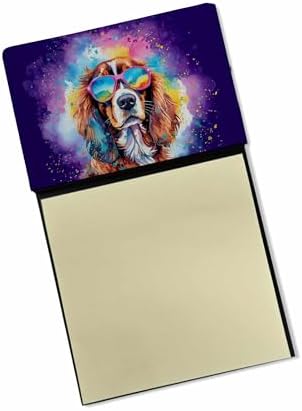 Caroline's Treasures Cavalier Spaniel Hippie Dawg Sticky Note Holder Refillable Dispenser Self-Sticky Note Pads, Memo Pads Blank Desk Accessories