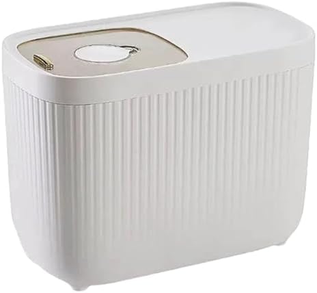 Airtight Rice Storage Container, Dry Food Dispenser with Transparent Sealed Lid for Kitchen Pantry Organization for Storing Rice, Cereal, Flour, Pet Food and Other Dry Ingredients (White, L)