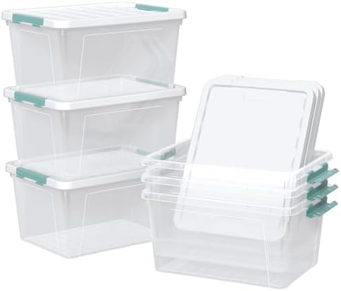 Zopnny 35 Qt Clear Stackable Storage Bins with Lids, 6-Pack