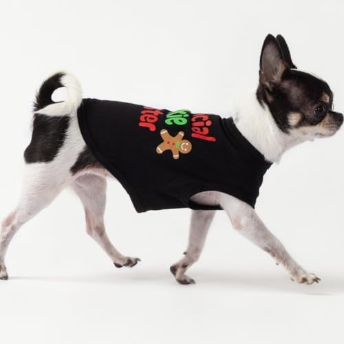 Fitwarm Official Cookie Tester Funny Dog Shirt, Christmas Dog Clothes for Small Dogs Boy Girl, Holiday Doggy Tshirt, Pet Outfit, Gingerbread, Black, Red, Green, Medium