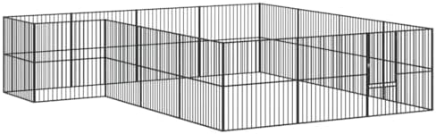 16-Panel Large Dog Playpen, Galvanized Steel Pet Exercise Pen for Indoor Outdoor Use, Heavy-Duty Folding Metal Pet Fence for Dogs, Puppies, and Small Animals, Black