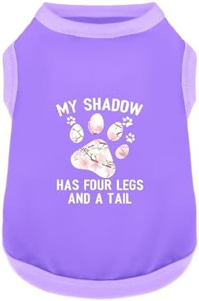 Discover Cozy Cotton Canine Wear: Soft, Lightweight, and Breathable Dog Shirt Vest with Eye-Catching Graphics (My Shadow HAS Four LESGS and A Tail), Keeping Your Furry Friend Warm! Purple XS