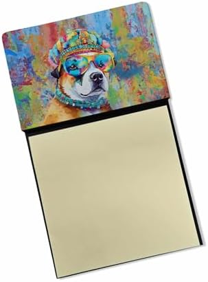 Caroline's Treasures Akita Hippie Dawg Sticky Note Holder Refillable Dispenser Self-Sticky Note Pads, Memo Pads Blank Desk Accessories
