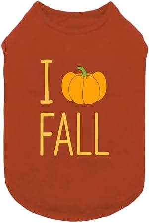 Fitwarm I Love Fall Dog Shirt, Thanksgiving Outfit for Small Dogs Boy Girl, Pet Clothes, Brown, Orange, Yellow, XS