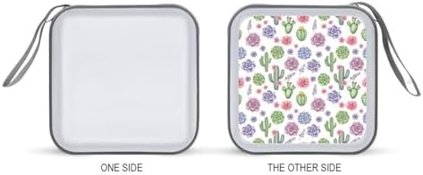 40-Disc CD/DVD Protective Case Floral Flowers Succulent Cactus, Hard Plastic Binder with Zipper, Portable Storage Organizer for Travel Office