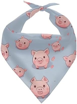 Howilath Dog Bandana Large-Dog Scarf Washable Pink Cartoon Pigs Printing Adjustable Bib Kerchief Accessories for Medium Large Dogs