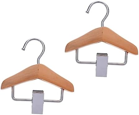Milisten 2PCS Wooden PET Clothes Hangers Clips Adjustable Dog and Cat Clothing Drying Rack Non-Slip Skirt Clip for PET Apparel