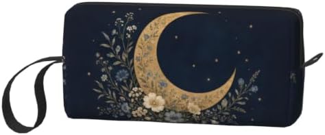 Moon Small Makeup Bag, 600D Oxford Cosmetic Pouch for Women | Moon Cosmetic Bag and Toiletry Pouch with Double-Sided Print and Foam Padding for Women, Travel, Gym, Weekend and Daily Use