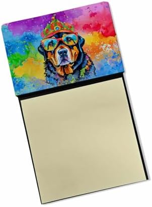 Caroline's Treasures Rottweiler Hippie Dawg Sticky Note Holder Refillable Dispenser Self-Sticky Note Pads, Memo Pads Blank Desk Accessories