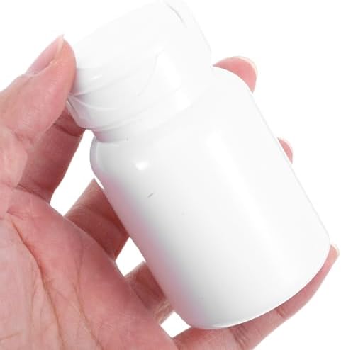 5pcs 80cc White Plastic Pill Vial with Caps Small Medicine Container for Pills Capsules Powder Storage Portable Organizer Bottle for Daily Medication