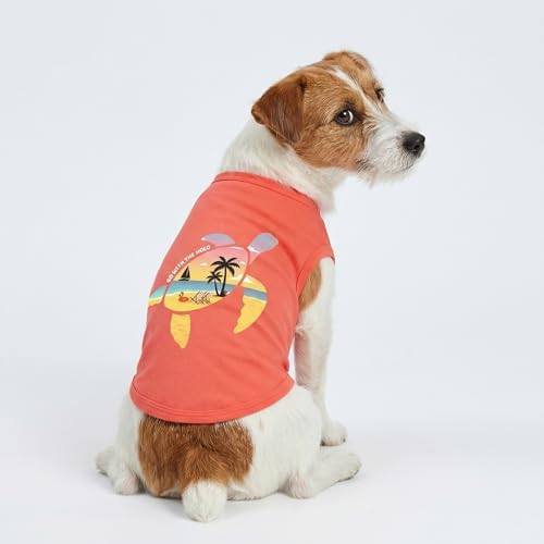 Fitwarm Hawaiian Sea Turtle Dog Shirt, Tropical Summer Clothes for Small Dogs Boy Girl, Funny Pet Outfit, Orange, XL