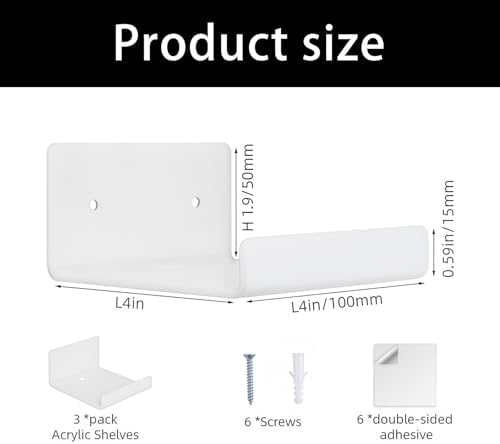 Pack of 3 Wall Mount Shelves for Security Cameras Remote Controls Modern Organization Living Room Bathroom Storage Solut