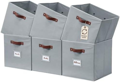 DECOMOMO Storage Bins, Cube Storage Bin with Labels