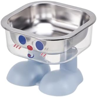 Elevated Pet Bowl Set, Double Stainless Steel Feeding Station for Cats & Small Dogs, Ergonomic Raised Food and Water Feeder with Anti-Spill Guard, Minimalist Design(Blue)
