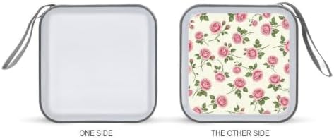 CD Protective Case Floral Pink Rose 40 Capacity DVD Holder Wallet | Hard Plastic Disc Storage Binder Floral Retro Romantic Peony Chic Flower Pink Rose, Sturdy Zipper, Portable Carry Handle