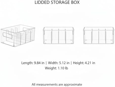 Lidded Storage Box with Adjustable Dividers, Clear PET Plastic Organizer Bin for Desktop, Crafts, and Home Organization, 9.8 x 5.1 x 4.2 Inches (1 PC)
