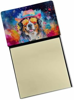 Caroline's Treasures Bernese Mountain Dog Hippie Dawg Sticky Note Holder Refillable Dispenser Self-Sticky Note Pads, Memo Pads Blank Desk Accessories