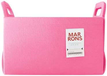 Collapsible Felt PINK Storage Bin Medium 11"x7.1"x7.1" – Foldable Basket with Handles for Closet, Storage, Laundry Room Organization, Decorative Storage Bins for Shelves, Cube Storage