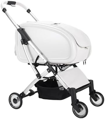 Foldable Pet Stroller，Pet Stroller for Small Medium Dogs,3 in 1 Folding Cat, W Removable Carrier,Car Seat,Sun Shades, Dog(Beige)