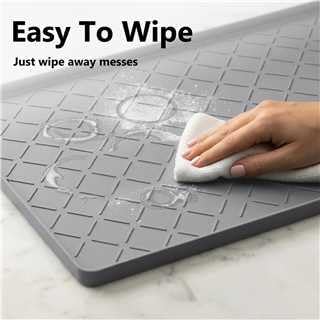 MateeyLife Silicone Waterproof Mat for Dog & Cat Food Mat 19"X12" | BPA-Free Non-Slip Pet Feeding Mat, Dog Food Tray for Food & Water Bowls, Protect Floor Against Spills, Dark Grey