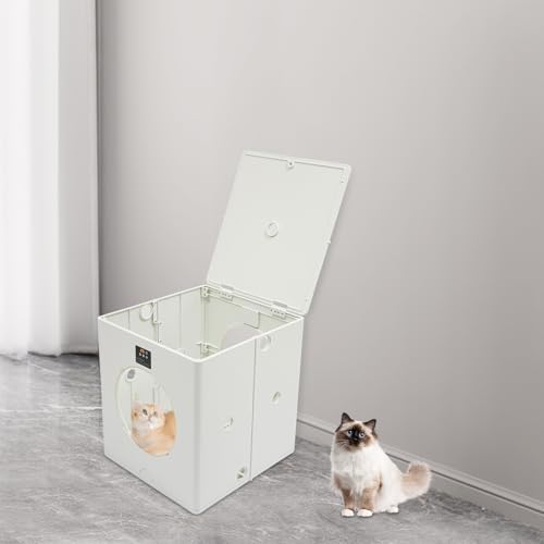 Foldable Pet Dryer Box 88L/79.9Qt Capacity, 800W Low-Noise Pet Dryer for Dogs & Cats, Adjustable Temperature(95-131°F), Time(5-90mins) and Speed Automatic Pet Dryer Box for Households, Pet Shops