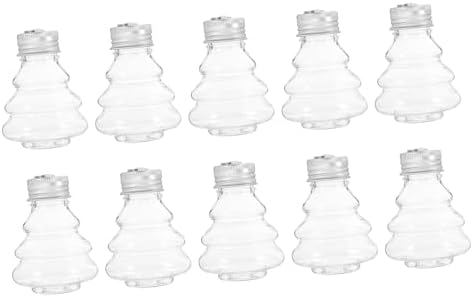 Fillable Candy Bottles 10 Pack Christmas Tree Shape Beverage Bottles Decorative Candy Jars Reusable Juice Containers for Party