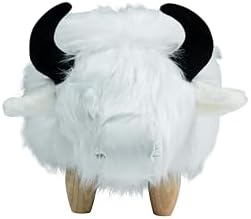 Home 2 Office Harry The Cow Ottoman with Storage for Bedroom Playroom or Recreation Room Decor Soft Animal-Shaped Furniture with Wooden Legs White