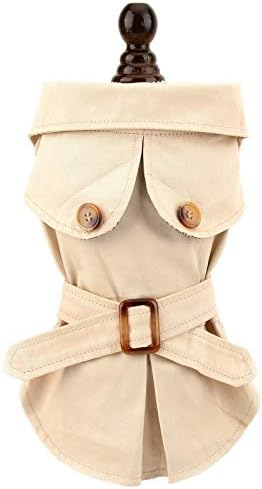 PAIDEFUL Trench Coat for Small Dogs, Khaki, M