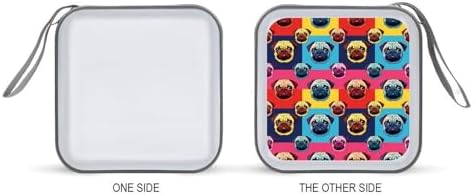 Hard Shell DVD CD Organizer Love Pug Dog, 40-Disc Storage Binder with Zipper Closure, Portable Protective Case for Travel Home