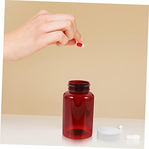 Healifty 12 pcs Amber Plastic Medicine Containers with Sealing Caps Leak Empty Pill Storage Bottles Pet Material Portable Pill Organizer for Travel and Daily Use
