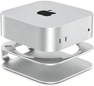 Mac mini M4/M4 Pro Stand, Aluminum Cooling Mount with Power Button Access | Aluminum Mac mini M4 Stand with Cooling Design, Power Button Access, Anti-Slip Pad, Compatible with 2024 Mac mini M4/M4 Pro