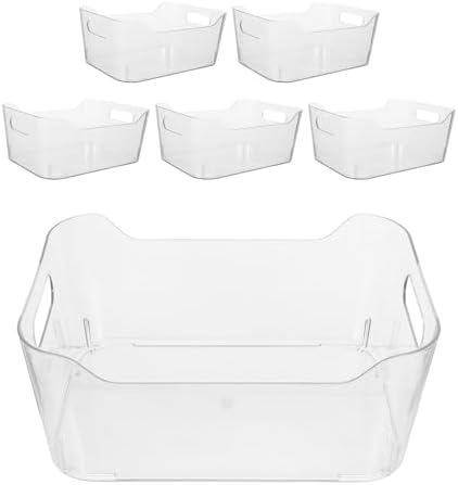 6pcs Organizer Bins Pet Refrigerator Storage Organizer for Kitchen | 9.84-inch Size, Cabinet Drawer Use, Condiments and Pantry Supplies, Space-saving Build, Easy Clean Surfaces