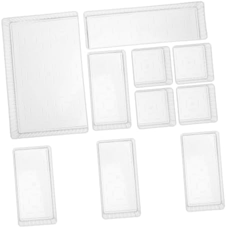 Homoyoyo 10pcs Plastic Drawer Organizer Tray Set with 4 Sizes, Stackable Pet Multi-use Divider System with Removable Dividers and Raised Edges, for Vanity, Kitchen Gadgets, Nail Tools,