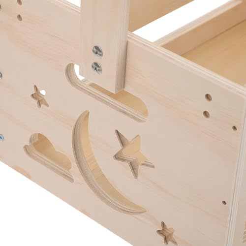 Wooden Dog Clothes Rack with Hanging Rod and Storage Basket, Pet Closet Organizer for Dog Clothes and Balls, Upright Design with Built-in Handles, for Balcony and Corner Storage