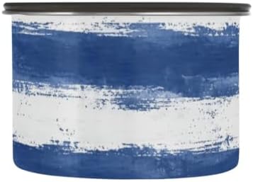 Blue Strips Coffee Canister with Lid Airtight Food Storage Containers 30oz Stainless Steel Canisters Kitchen Food Organizer for Beans, Cereal, Pasta, Flour, Sugar, Snacks