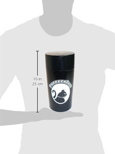 Tightpac Pawvac 5 to 24 Ounces Container, Airtight Pet Food and Treats Storage Jar - Patented Vacuum Seal Container for Pet Food, Treats and other Dry Goods - Black With Cats