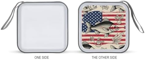 40-Disc Hard Shell Storage Wallet American Flag Camo Fish, DVD CD Binder with Carry Strap, Portable Protective Organizer for Travel Office