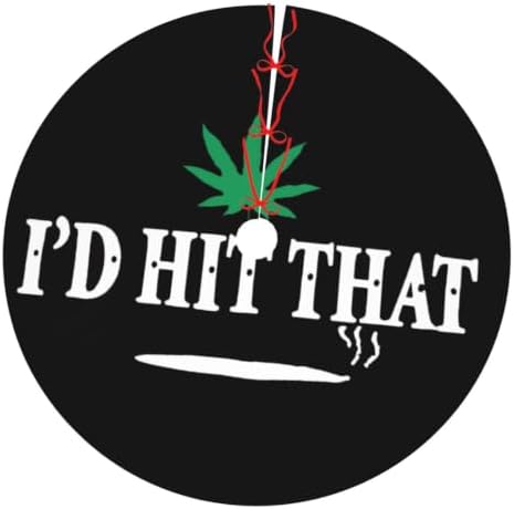 Christmas Tree Skirt, Soft Polyester Xmas Tree Skirts with Ribbon Ties, Rustic Farmhouse Holiday Party Decorations I 'D Hit that Marijuana 36"