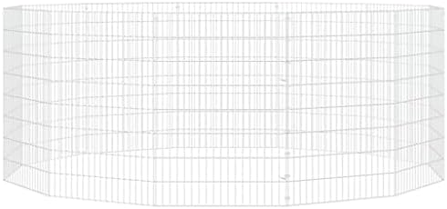 12-Panel Galvanized Iron Small Animal Enclosure Playpen 31.5" H Octagonal Collapsible Fence for Rabbits Guinea Pigs Indoor Outdoor Use